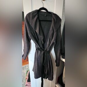 Cynthia Rowley Dark Gray Open-Front Knit Cardigan with Belt